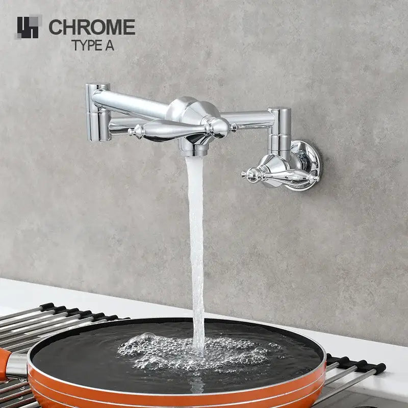 Brass double joint telescopic kitchen faucet with two spray modes