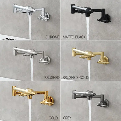 Brass double joint telescopic kitchen faucet with two spray modes