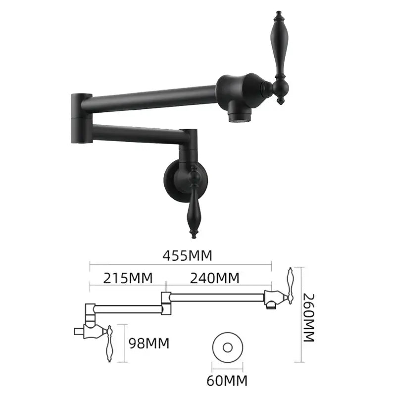 Brass double joint telescopic kitchen faucet with two spray modes