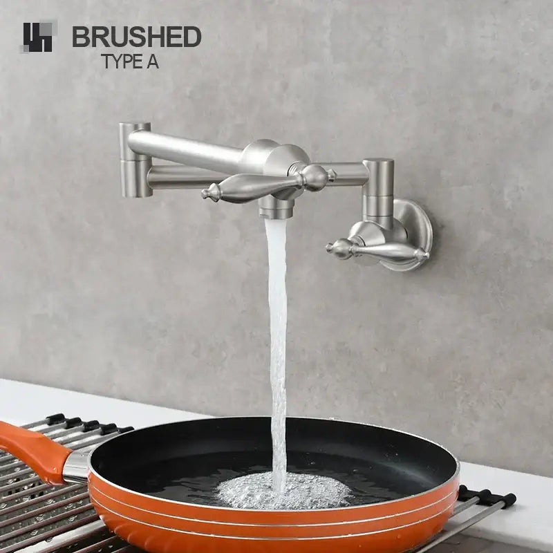 Brass double joint telescopic kitchen faucet with two spray modes