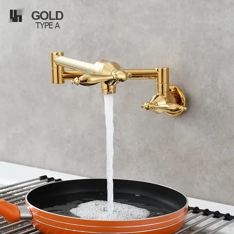Brass double joint telescopic kitchen faucet with two spray modes
