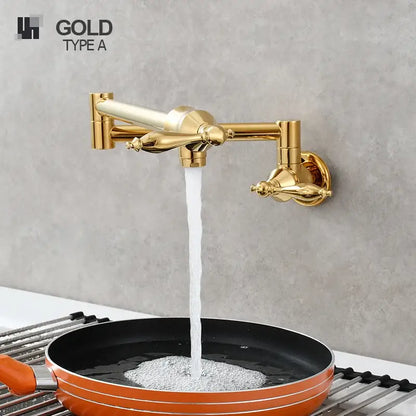 Brass double joint telescopic kitchen faucet with two spray modes