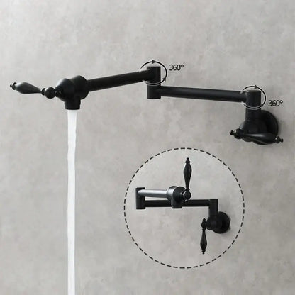 Brass double joint telescopic kitchen faucet with two spray modes