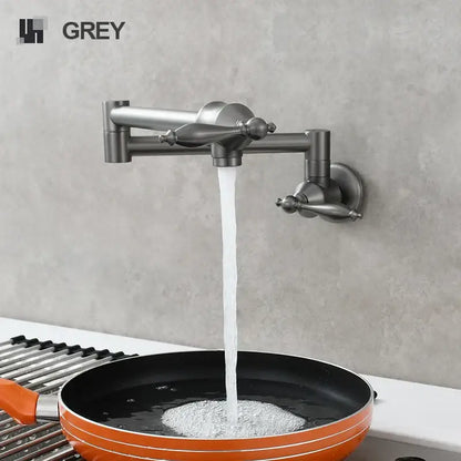 Brass double joint telescopic kitchen faucet with two spray modes