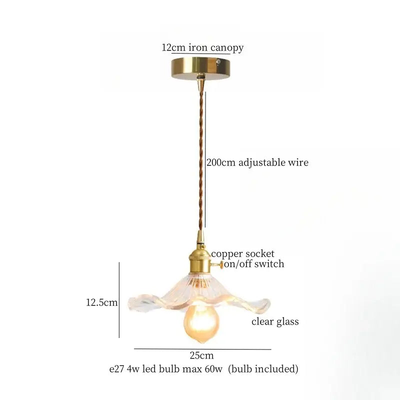 Brass glass lotus leaf pendant lamp dining room set
