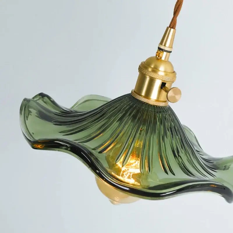 Brass glass lotus leaf pendant lamp dining room set