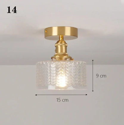 Brass glass shade pendant ceiling lamp for kitchen lights