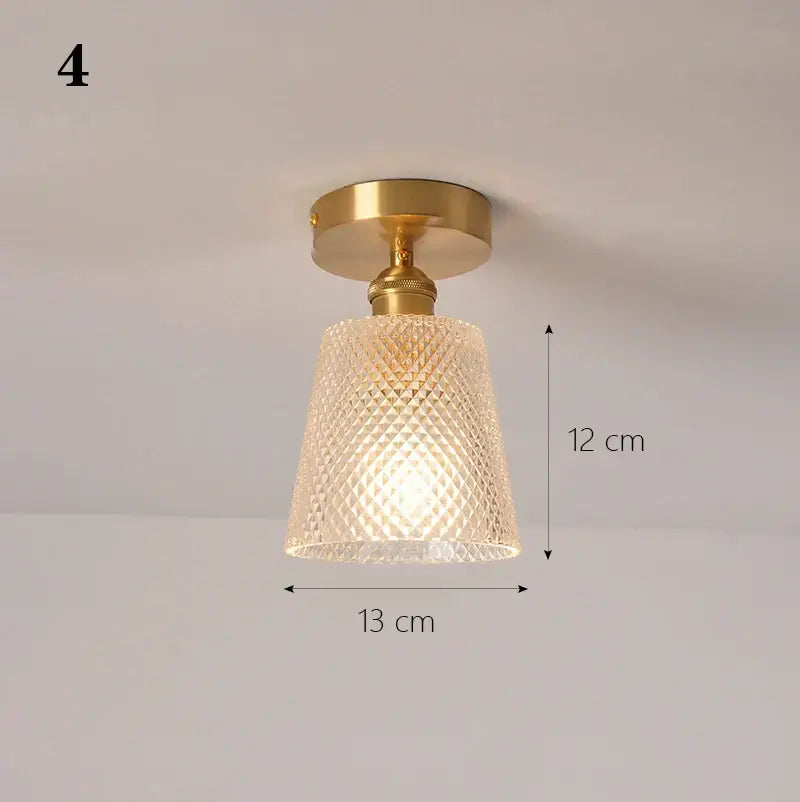 Brass glass shade pendant ceiling lamp for kitchen lights