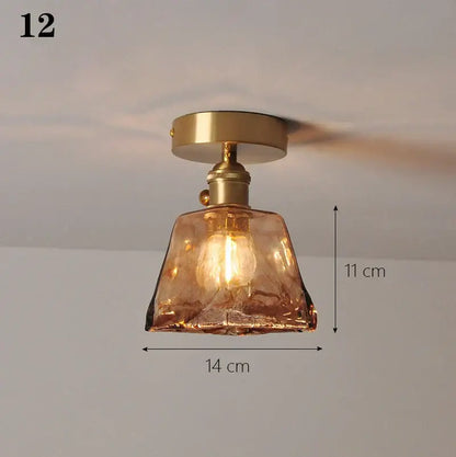 Brass glass shade pendant ceiling lamp for kitchen lights