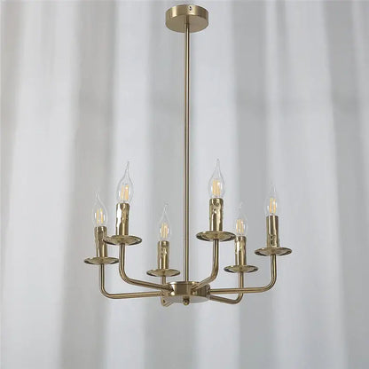 Brass iron art chandelier lights for dining room candle fixtures
