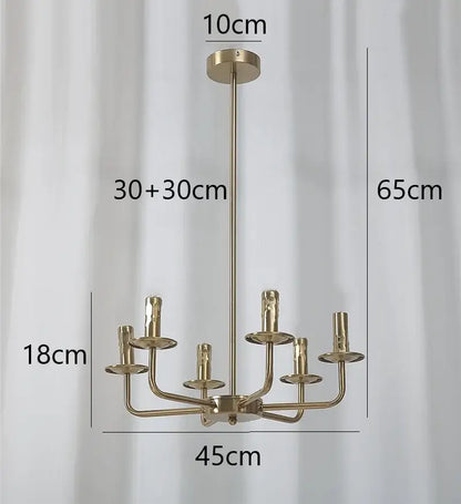 Brass iron art chandelier lights for dining room candle fixtures