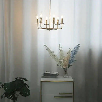Brass iron art chandelier lights for dining room candle fixtures