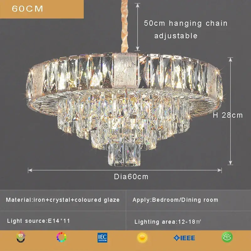 Brass multi tiered crystal ceiling chandelier living room
