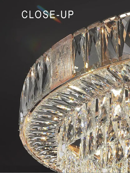 Brass multi tiered crystal ceiling chandelier living room