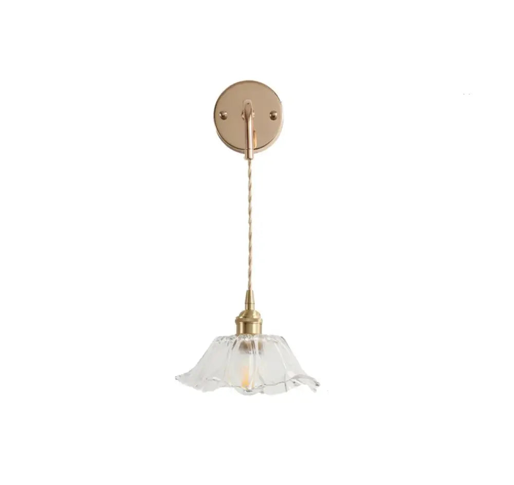 Brass petal glass adjustable led wall light bedroom