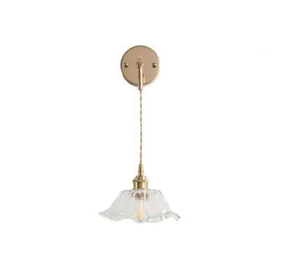 Brass petal glass adjustable led wall light bedroom
