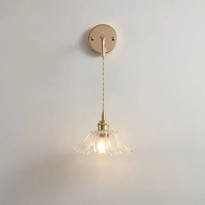 Brass petal glass adjustable led wall light bedroom
