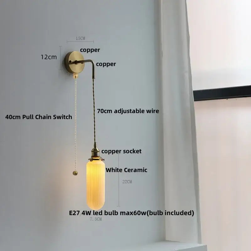 Brass petal glass adjustable led wall light bedroom