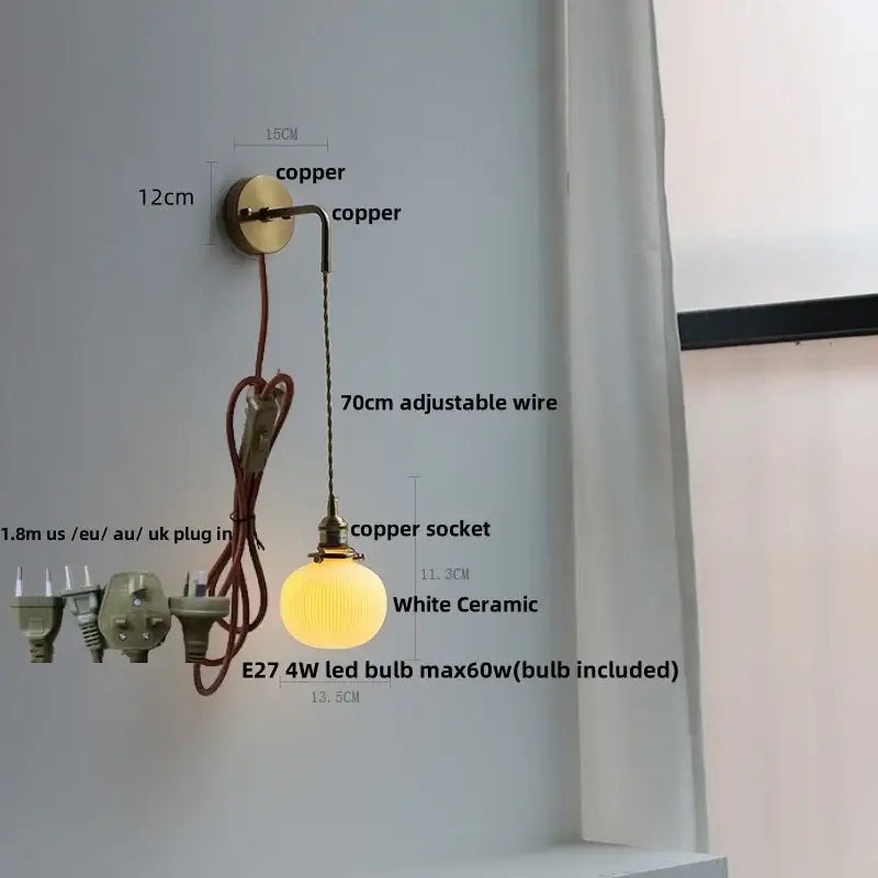 Brass petal glass adjustable led wall light bedroom