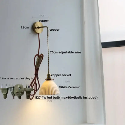 Brass petal glass adjustable led wall light bedroom