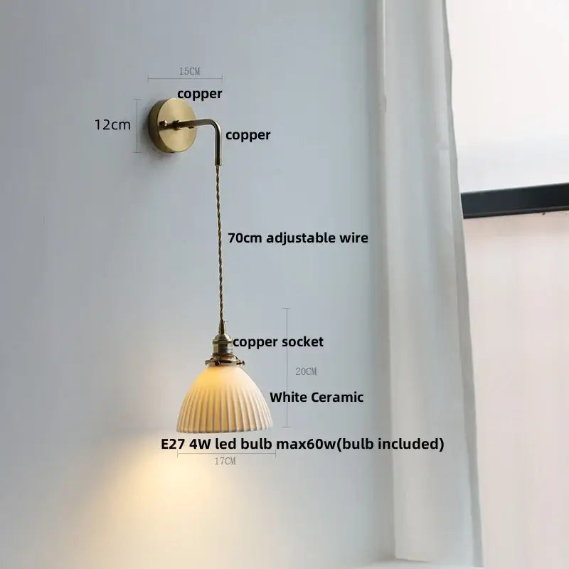 Brass petal glass adjustable led wall light bedroom