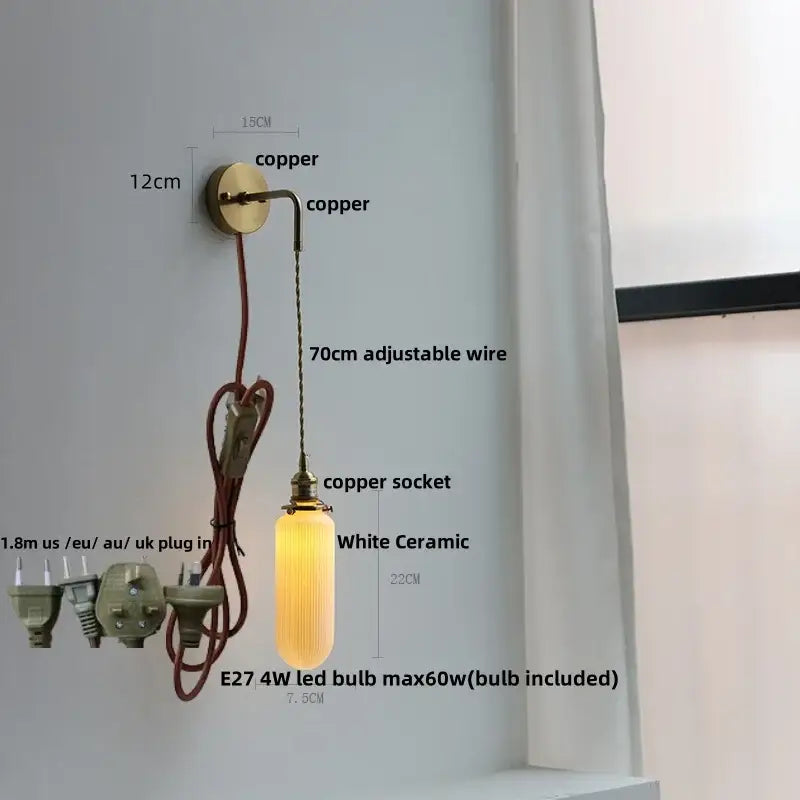Brass petal glass adjustable led wall light bedroom