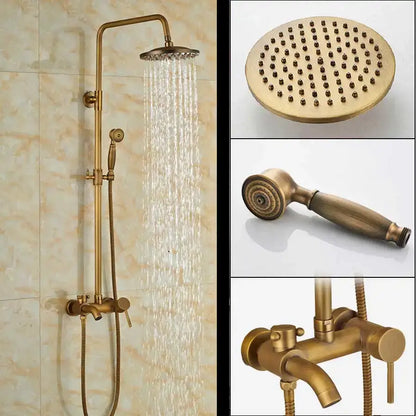 Brass rainfall shower faucet with handheld spray bathroom set