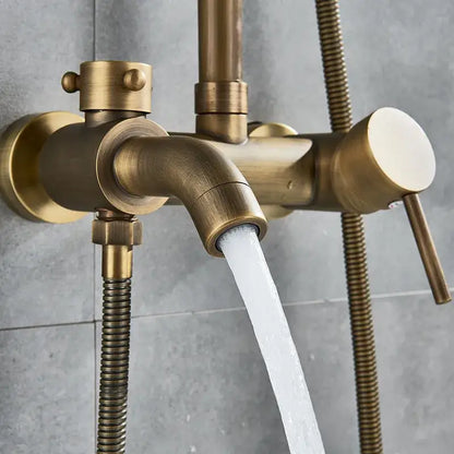 Brass rainfall shower faucet with handheld spray bathroom set