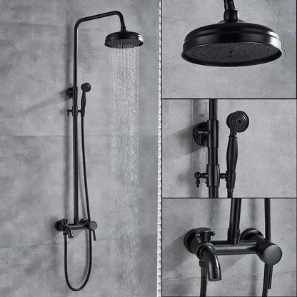 Brass rainfall shower faucet with handheld spray bathroom set