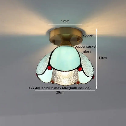 Brass red butterfly glass led ceiling light bedroom decor