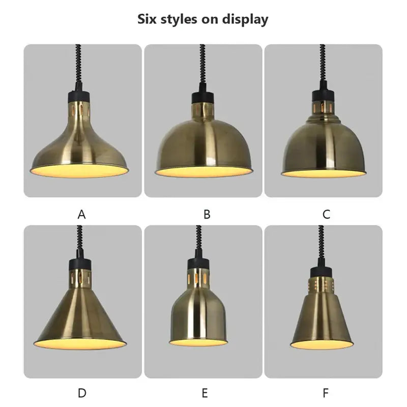 Brass retractable electric 275w food heat pendant light kitchen