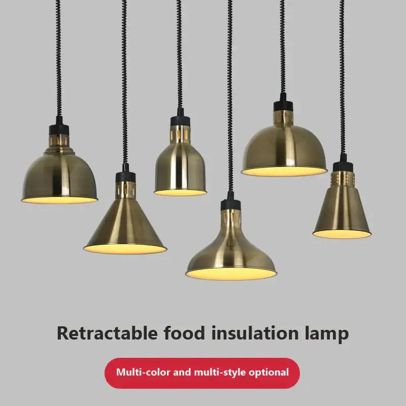 Brass retractable electric 275w food heat pendant light kitchen