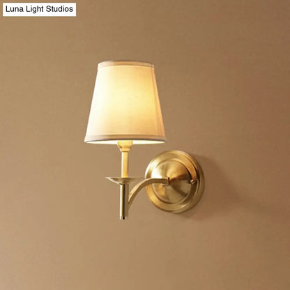 DecorBites™ Brass Sconce Lamp: Simplicity 1-Bulb Wall Light with Fabric Shade