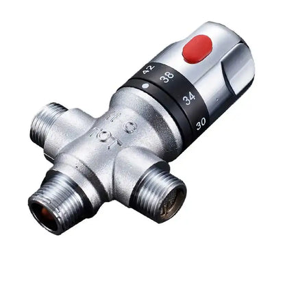 Brass thermostatic shower mixer valve chrome and red bathroom control
