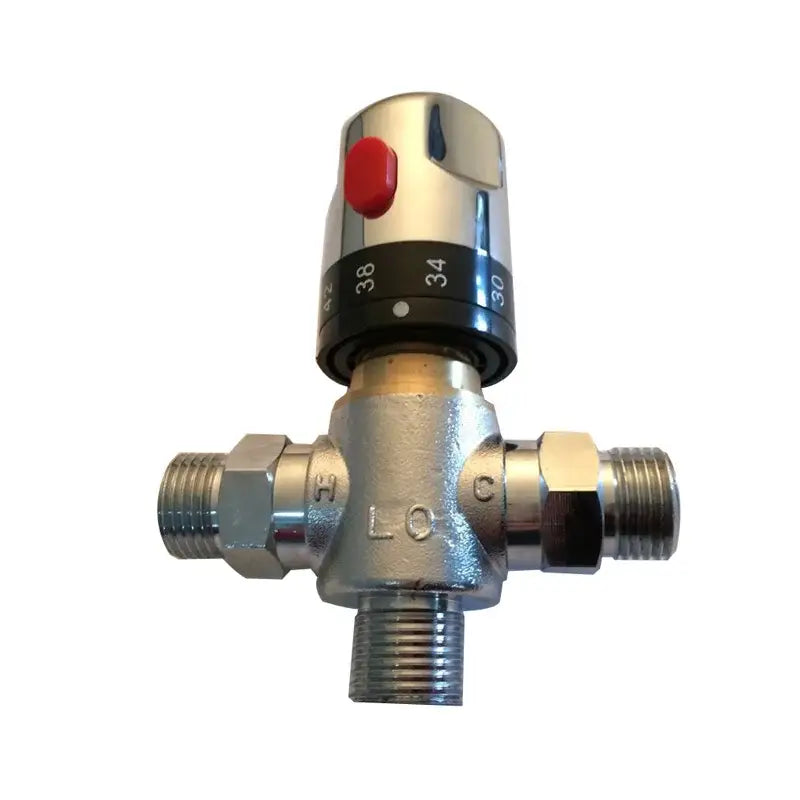Brass thermostatic shower mixer valve chrome and red bathroom control