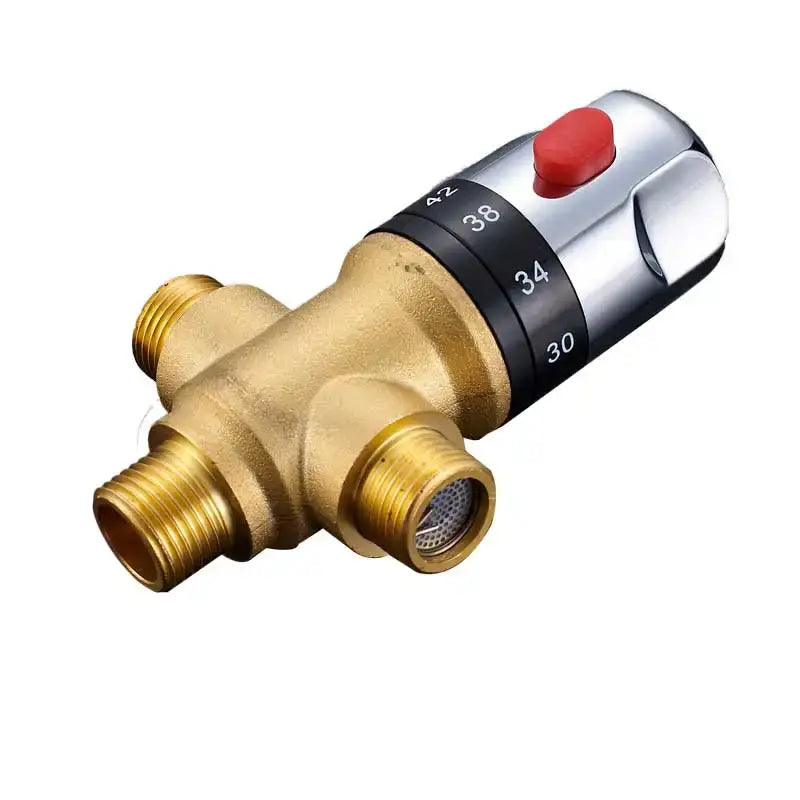 Brass thermostatic shower mixer valve chrome and red bathroom control