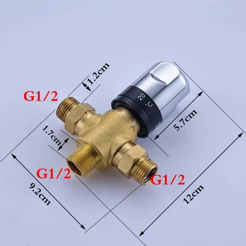 Brass thermostatic shower mixer valve chrome and red bathroom control