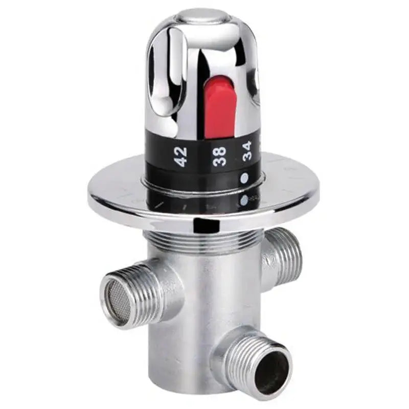 Brass thermostatic shower mixer valve chrome and red bathroom control