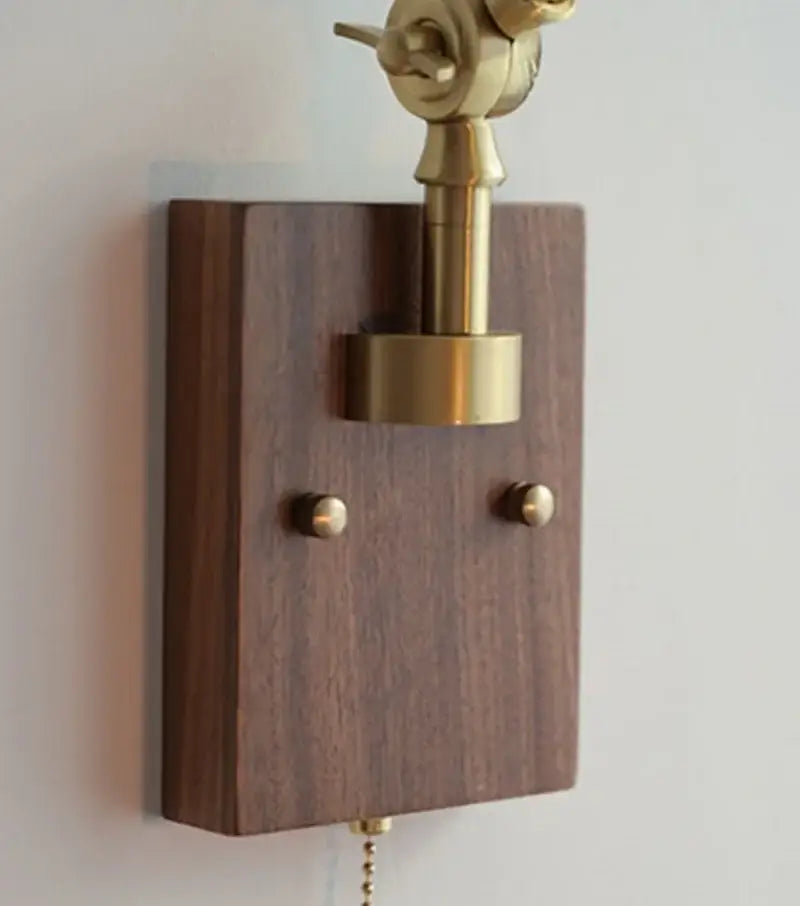 Brass walnut led wall lamp rotatable glass hallway light