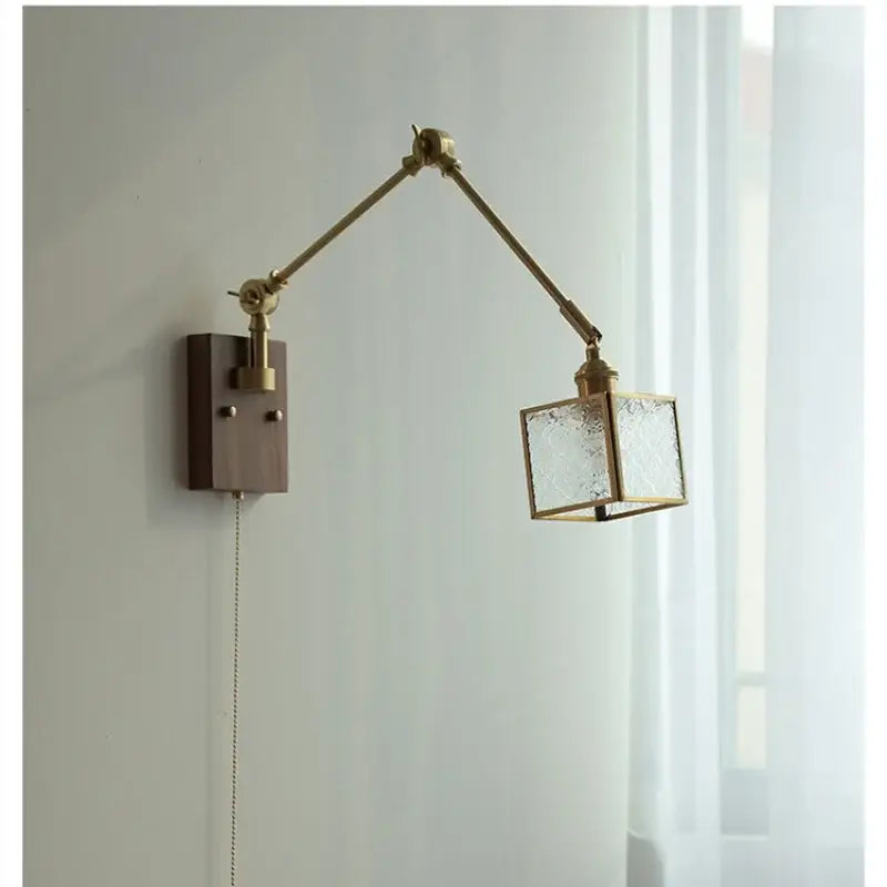 Brass walnut led wall lamp rotatable glass hallway light