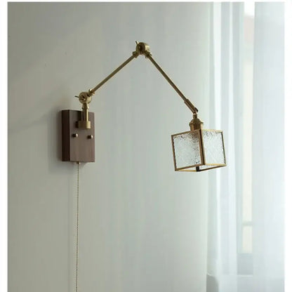 Brass walnut led wall lamp rotatable glass hallway light