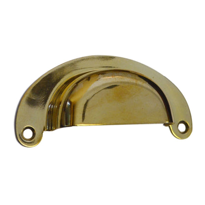 Hoosier Bin Pull Classic Stamped Brass, Available in Polished Brass and Nickel Finishes, 1-1/4" x 3-1/4"