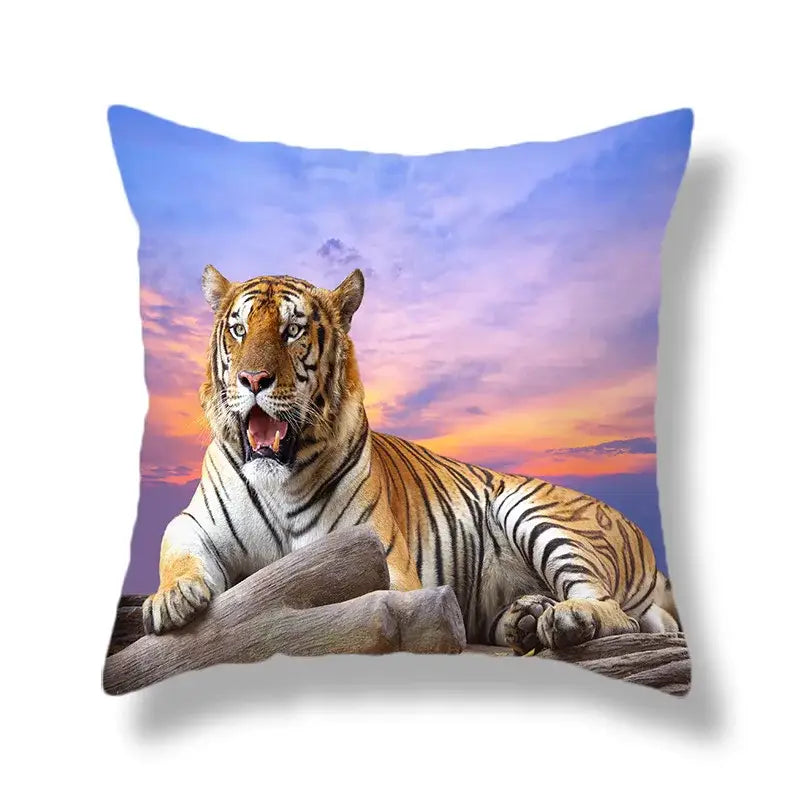 Brave tiger pattern print cushion covers nine pack living room decor