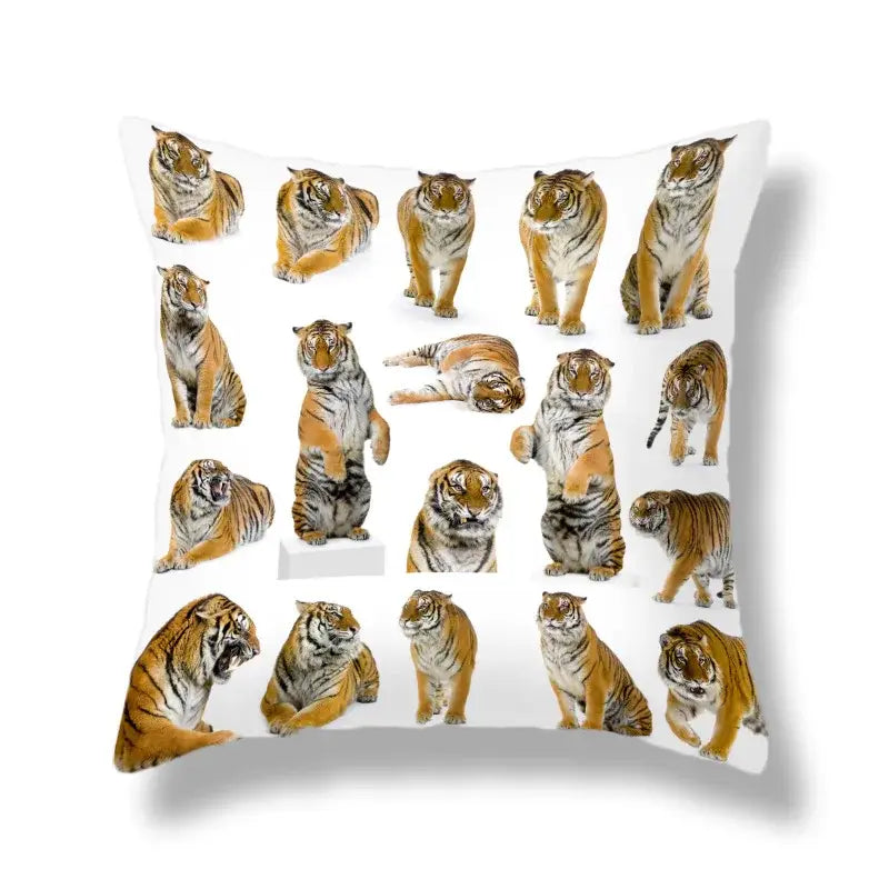 Brave tiger pattern print cushion covers nine pack living room decor