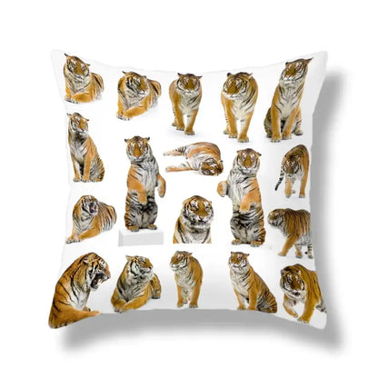 Brave tiger pattern print cushion covers nine pack living room decor