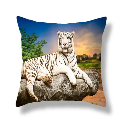 Brave tiger pattern print cushion covers nine pack living room decor