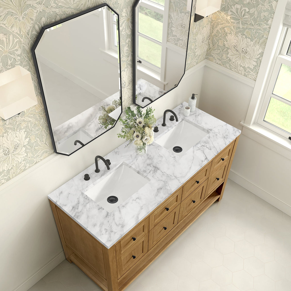 James Martin Breckenridge 60" Double Bathroom Vanity, Light Natural Oak