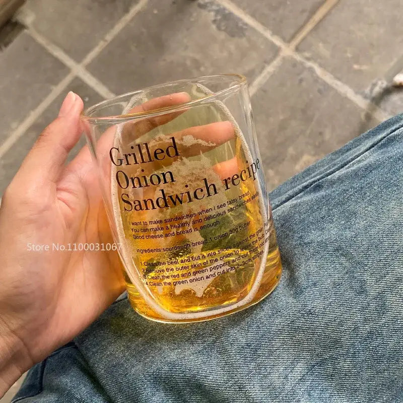 Brie cheese sandwich printed glass coffee mug kitchen cup with straw