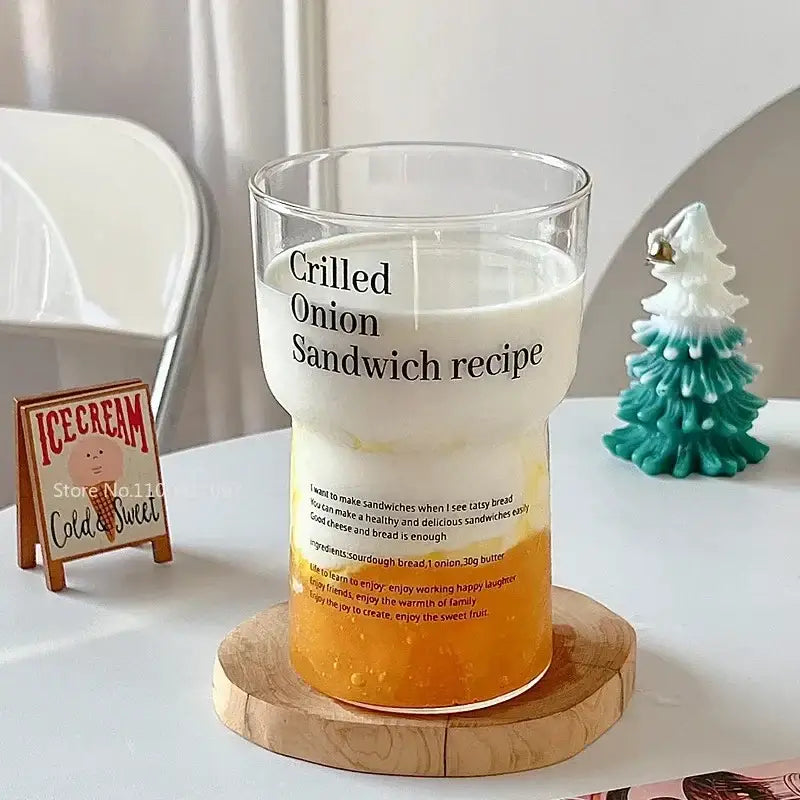 Brie cheese sandwich printed glass coffee mug kitchen cup with straw