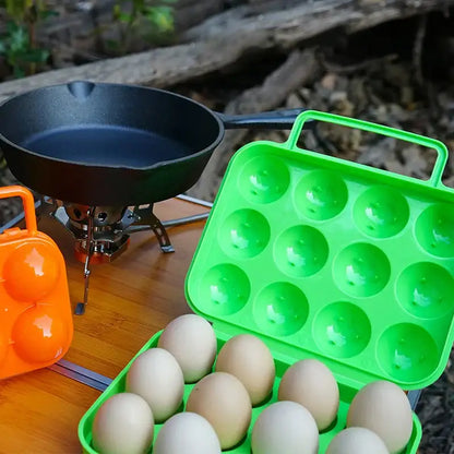 Bright green plastic egg holder storage box kitchen container with handle